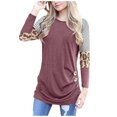 thumbnail image 2 of Moda mujer casual manga larga impreso o-cuello botón blusa camiseta damas tops Pompotops  gfhjh10969, 2 of 8