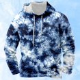 thumbnail image 6 of Bjutir Mens Hoodie Sweatshirts Sports Hooded Tie Dye Printed Long Sleeved Sweatshirt Pullover Tops Dark Blue, 6 of 7