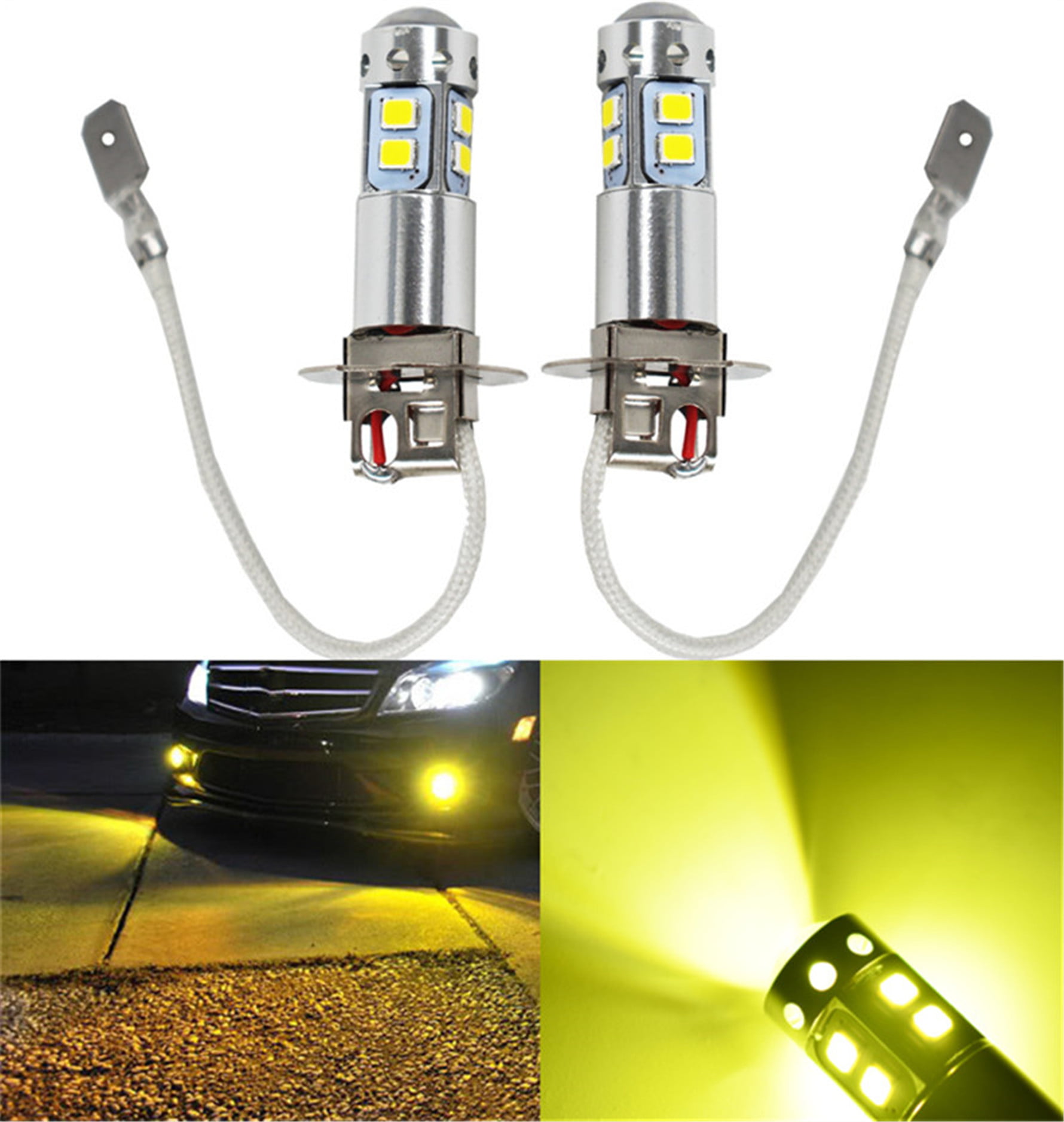 Car Van H3 Yellow Amber High Power 7.5W COB Driving LED Bulbs Light Lamp 