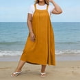 thumbnail image 1 of XiYing Robes pour Femmes, Robe Maxi Décontractée de Mode pour Femmes Grande Taille à Encolure Carrée avec Boutons, Bretelles, Dos Plissé et Détails de Buste,, 1 of 8