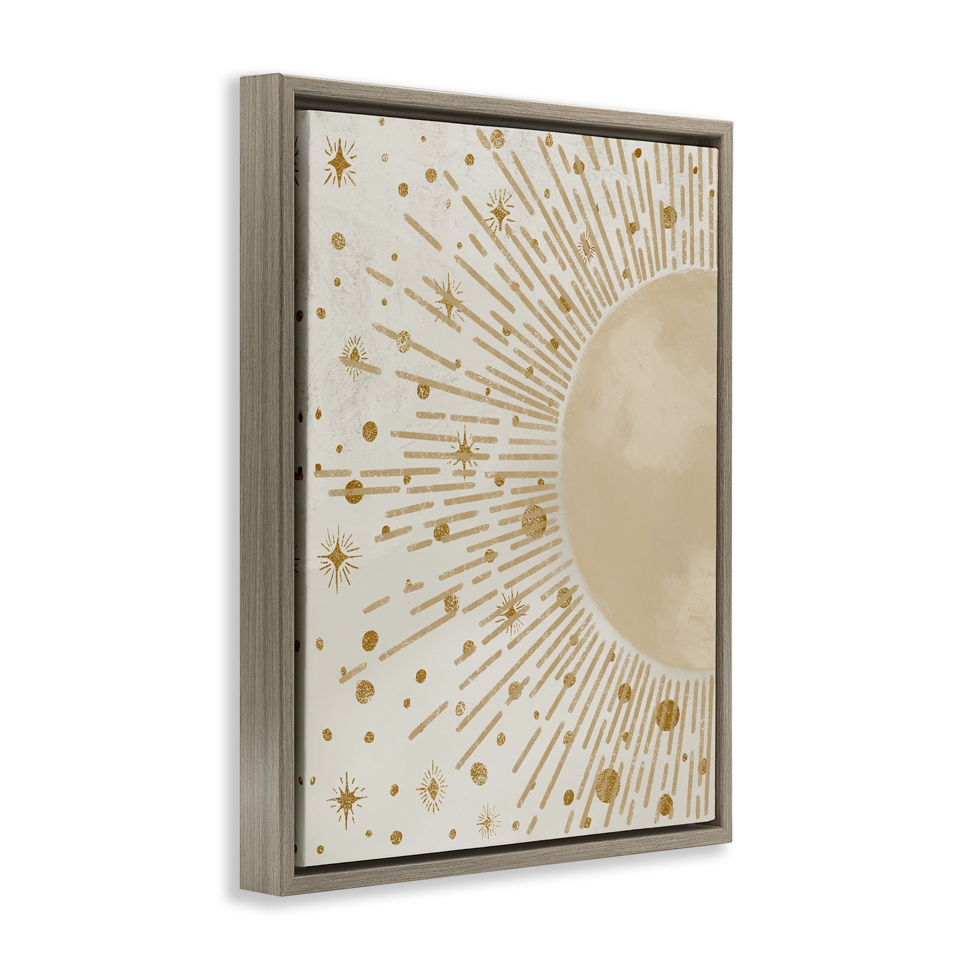 Stupell Industries Starry Sun Rays Landscape Painting Brown Floater Framed Art Print Wall Art, 25 x 31