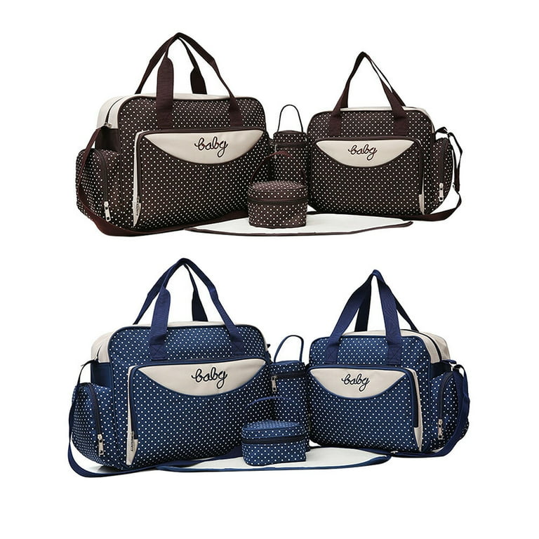 Kkewar Mommy Tote,1 Set of 5pcs Multi-function Mummy Bags Large Capacity Shoulder Bag Handbag (Blue)