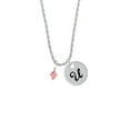 thumbnail image 2 of Delight Jewelry October - Hot Pink Crystal Bicone Silvertone Script Initial Disc - U - Charm Necklace, 20"+3", 2 of 4
