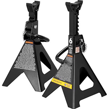 Torin AT46002AB Steel Jack Stands: Double Locking, 6 Ton (12,000 lb) Capacity, Black, 1 Pair
