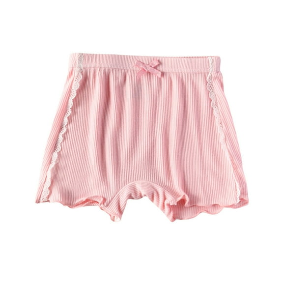 CYRBOKO Girls Bike Shorts, Cotton Elastic Waist Athletic Casual Short Leggings Pink Size 10-12T