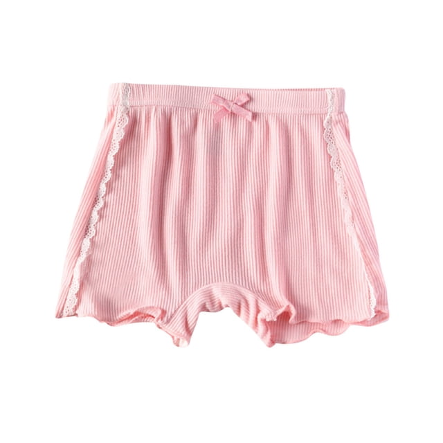 Zpanxa Kids Shorts Modal Cotton Polyester Blend Solid Color Bow Lace High Waisted Leggings 9 Years