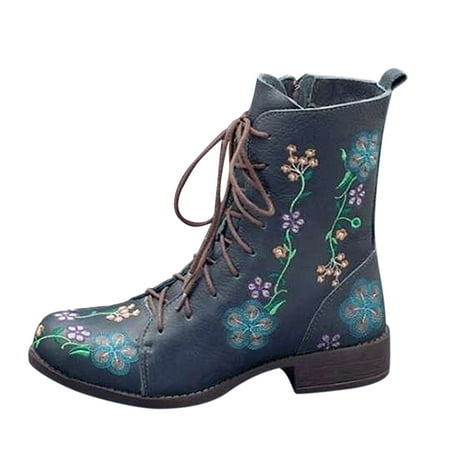

Gzztg Womens Boots Women s Ladies Fashion Casual Square Long Ankle Boots Slip On Shoes