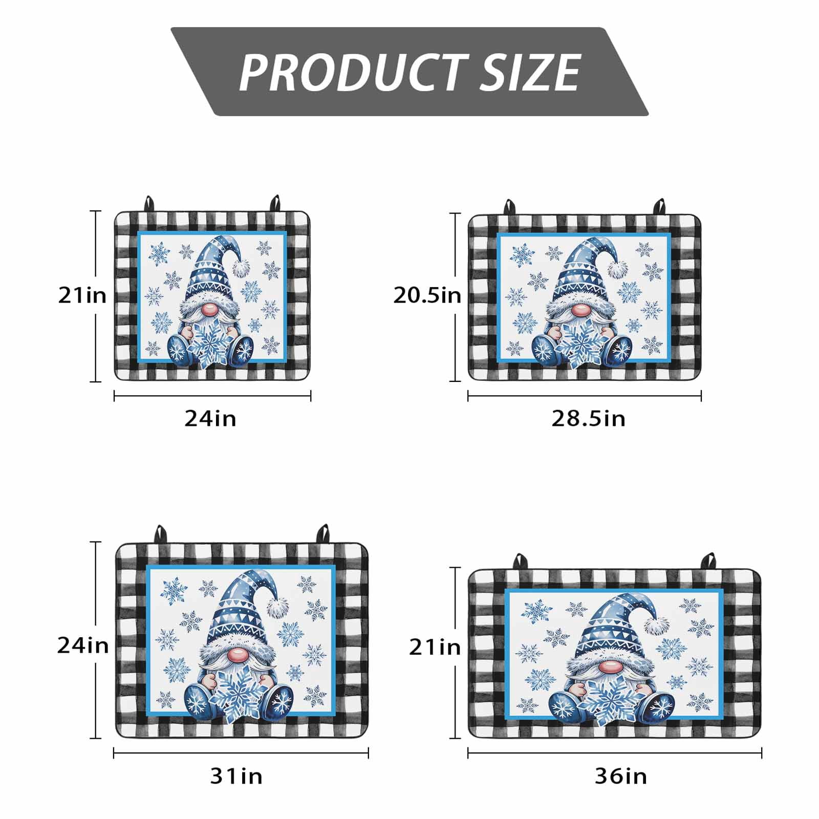 Christmas Stove Top Cover for Electric Stove, Heat-proof & Non Slip Glass Top Stove Cover Protector, Winter Blue Snowflakes Gnomes Black Plaid Kitchen Flat Cooktop Rubber Mat 24x21 Inches
