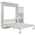 thumbnail image 5 of Euroco Wood Queen Size Murphy Bed with Storage Cabinets and Shelves, Wall Bed with Desk, White, 5 of 21