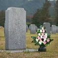 thumbnail image 2 of Artificial Cemetery Flowers for Outdoor, Realistic Rose Memorial Flowers with Vase, 28 Inch Tall Fake Arrangement for Gravesite, Headstone Decorations, 16 Cemetery Flowers * 1 Bunch, 2 of 4