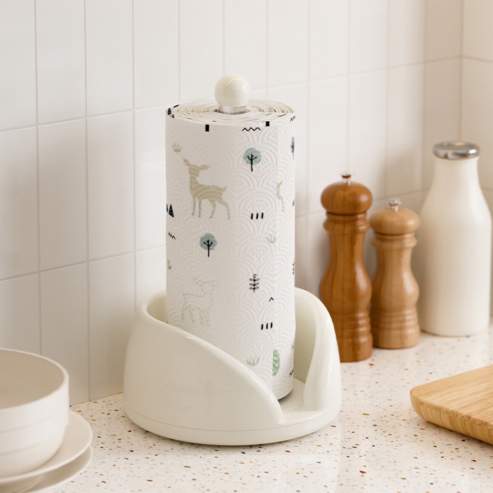360 Degree Rotating Paper Towel Holder With Storage Shelf For Kitchen Office Bathroom Organiser Tissue Roll Rack