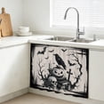 thumbnail image 3 of Halloween Cabinet Curtains 28"W x 35L, Farmhouse Skulls Pumpkins Crow Bats Spooky Rustic Under Sink Skirt for Bathroom Vanity Kitchen Self Adhesive, Dust-Proof Privacy Curtain for Closet Shelves, 3 of 9