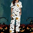 thumbnail image 3 of successthop Halloween Pajamas Women Short Sleeve Collar Button Down with Pant 2 Pieces with Pockets Loungewear, 3 of 5