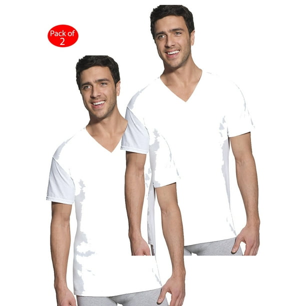 Hanes Hanes Classic Mens White VNeck TShirt P6, Color White, Size