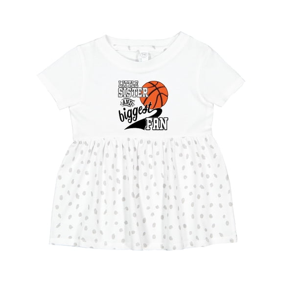 Inktastic Little Sister and Biggest Fan Basketball Player Girls Baby Dress