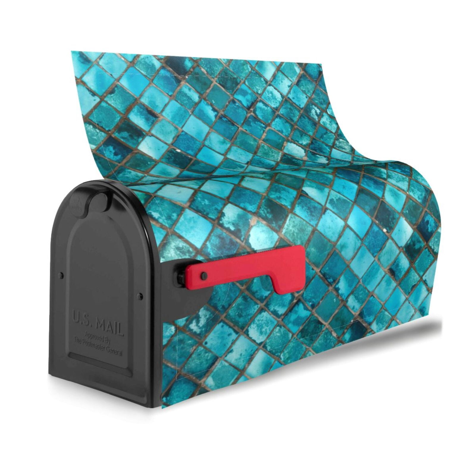 Naloa Square Glass Mosaic Mailbox Covers Magnetic Post Box Cover Post Letter Box Cover Garden Decor-25.5x21 in