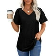 thumbnail image 3 of UVN Summer Blouses for Women Short Sleeves V Neck Shirts Curved Hem Loose Fit Tunic Tops, 3 of 9