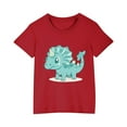 thumbnail image 3 of Odeerbi Kids Boys Girls T-shirt Dinosaur Print Short Sleeve Cotton Tee Tops Kids Fashion Cute Round Neck Cartoon Print Tees Red, 3 of 5