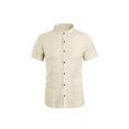 thumbnail image 2 of Txlixc - Camiseta informal de verano para hombre, color sólido, manga corta, cuello levantado, con botones Txlixc Casual, 2 of 9