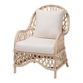 thumbnail image 1 of Pemberly Row Ivory Braided Rattan Arm Chair with Cushion and Pillow, 1 of 10