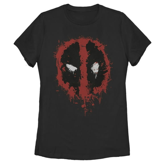 Women's Marvel Deadpool Splatter Icon  Graphic Tee Black Medium
