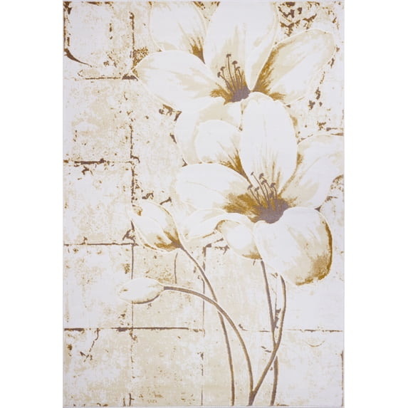Ladole Rugs Turkish Beatuiful Floral Pattern Innovative Design Indoor Area Rug Carpet in Beige-Cream, 8x11 (7'10" x 10'5", 240cm x 320cm)