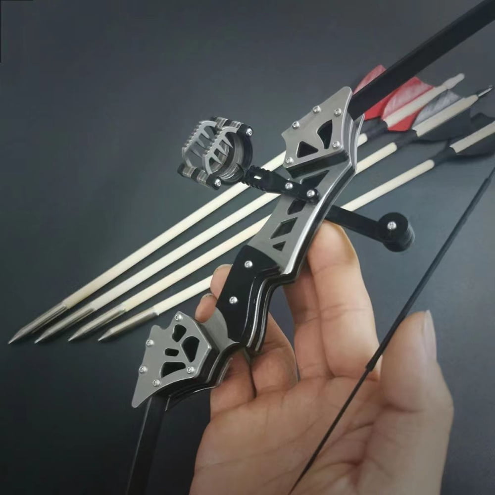 SNOWEAGLE 18.7-inch Bow And Arrow,Stainless Steel Mini Bow , Arrow Mini Reverse Bow, Mini Composite Bow, Metal Bow, Indoor Competitive Shooting Sports Shooting