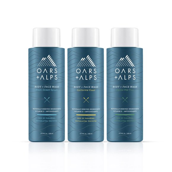 Jabón corporal y facial Oars + Alps para hombre con vitamina E, paquete de 3