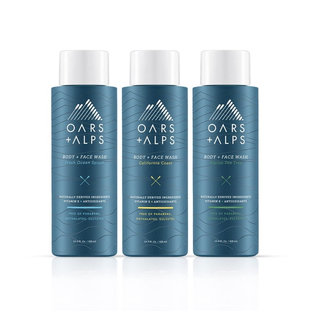 Jabón corporal y facial Oars + Alps para hombre con vitamina E, paquete de 3