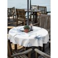 thumbnail image 3 of Outdoor Tablecloth with Umbrella Hole Zipper Blue Painting Floral Round Tablecloth 60" Waterproof Outside Table Cloth Farmhouse Flowers Classic Patio Table Cover Tablecloths for Picnic Party, 3 of 8