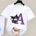 thumbnail image 4 of Kuromi-Camiseta de manga corta para niños, A-Z con letras de Anime Sanrio, ropa suave con corazón femenino, regalo de cumpleaños Kawaii, 4 of 7