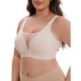 thumbnail image 4 of INSPIRE CHIC Women's Mesh Plunge Wirefree Full Coverage Bras Wide Straps Seamless Lightweight Soft Breathable Bra S Beige, 4 of 4