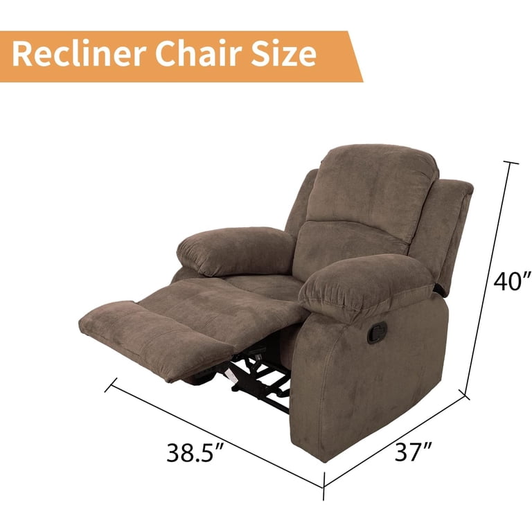 TrumanPick Manual Velvet Recliner, Brown Overstuffed photo 5