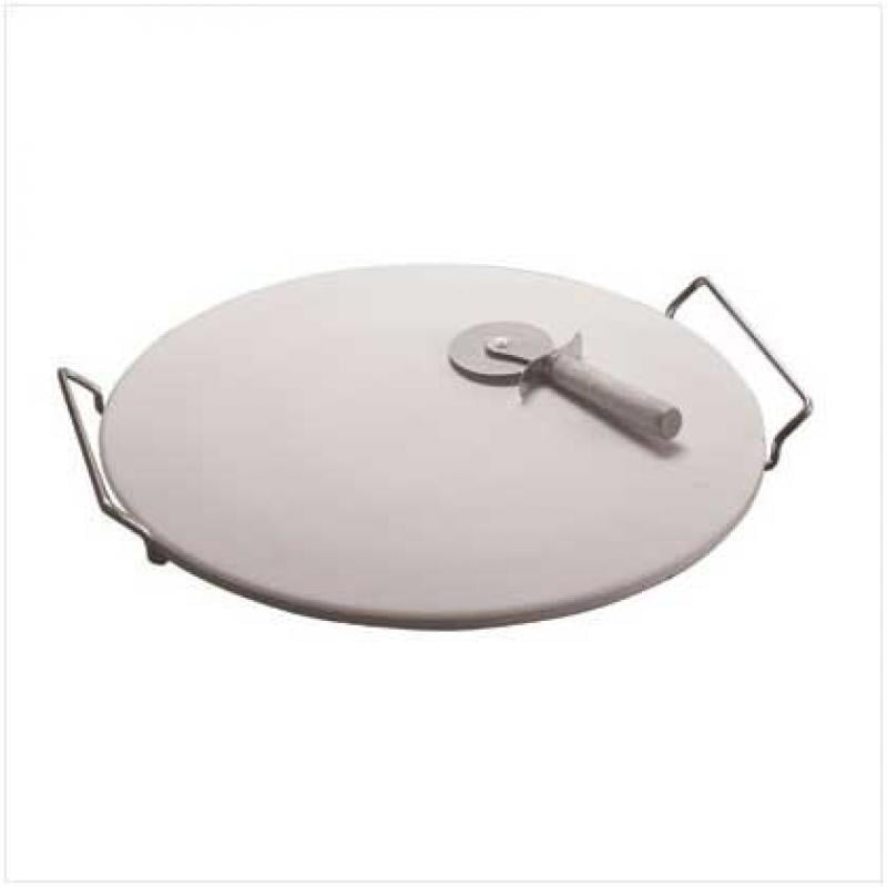 15 In Diameter Pizza Baking Stone Steel Rack Wheel Set by