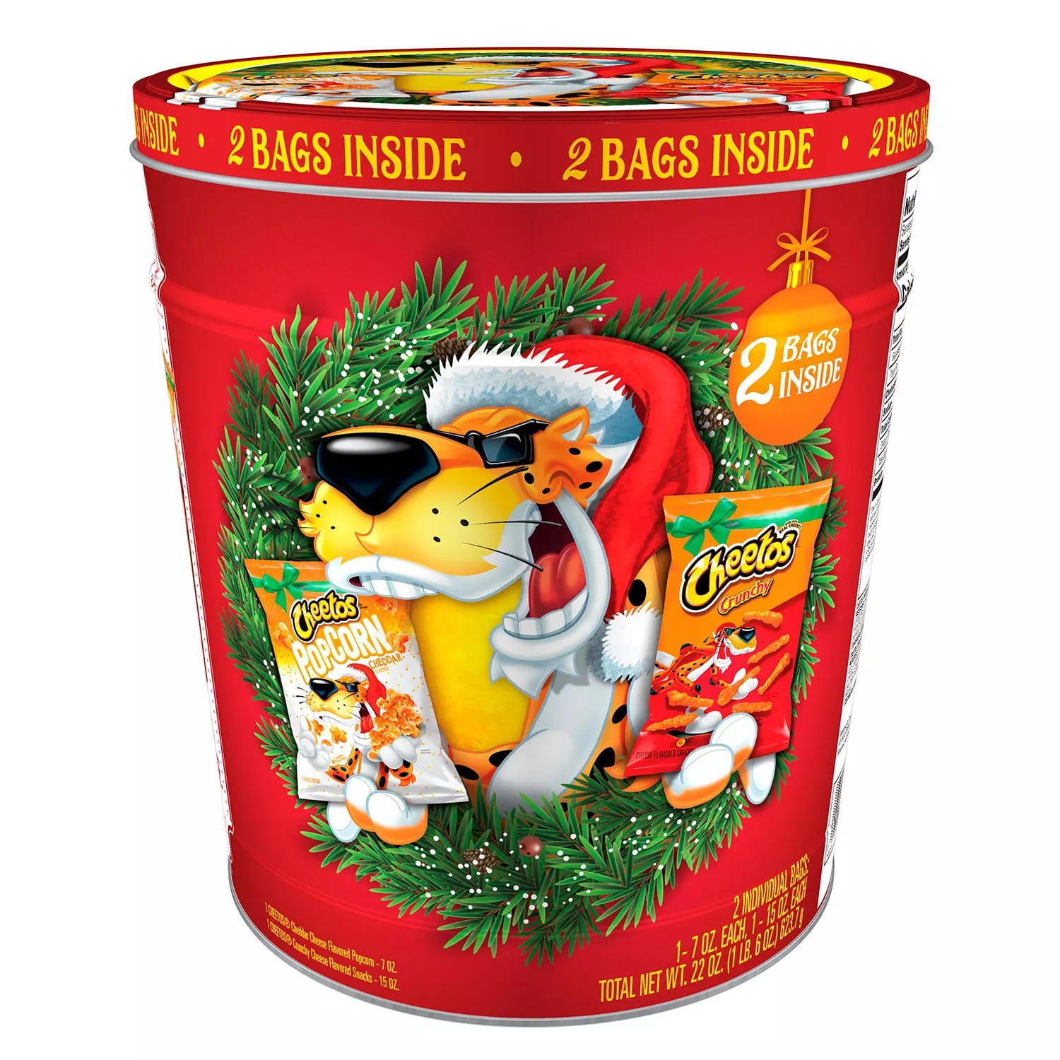 Cheetos Popcorn and Crunchy Holiday Tin (22 Ounce)