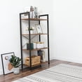 thumbnail image 1 of Bookshelf, 4-Tier Bookcase, Living Room Standing Unit Shelf, Stable Steel Frame, Bedroom, Office, Industrial Design, Rustic Brown, 1 of 8