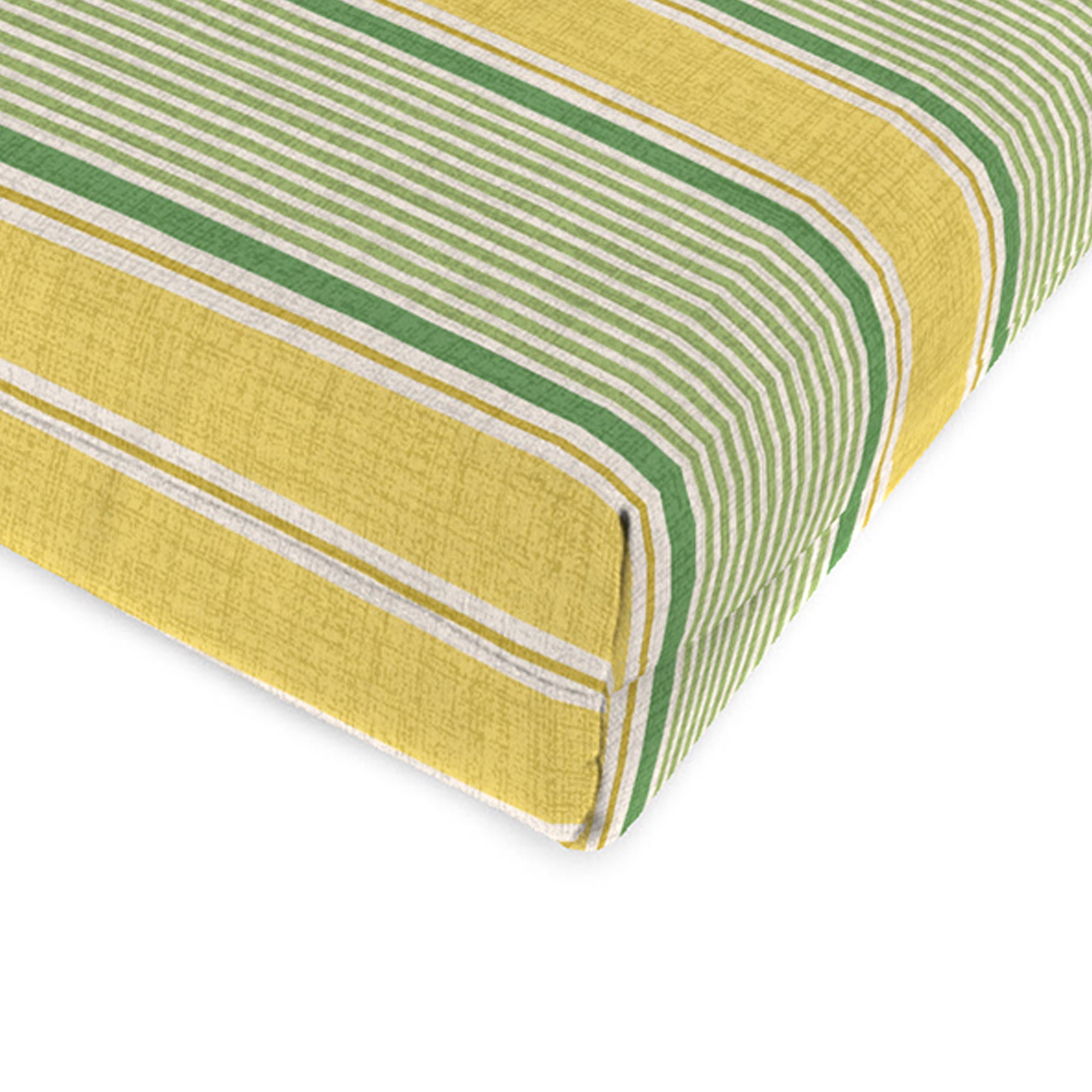Jordan Manufacturing 44" x 22" Corky Wheat Yellow and Green Stripe Rectangular Outdoor Chair Cushion with Ties and Hanger Loop