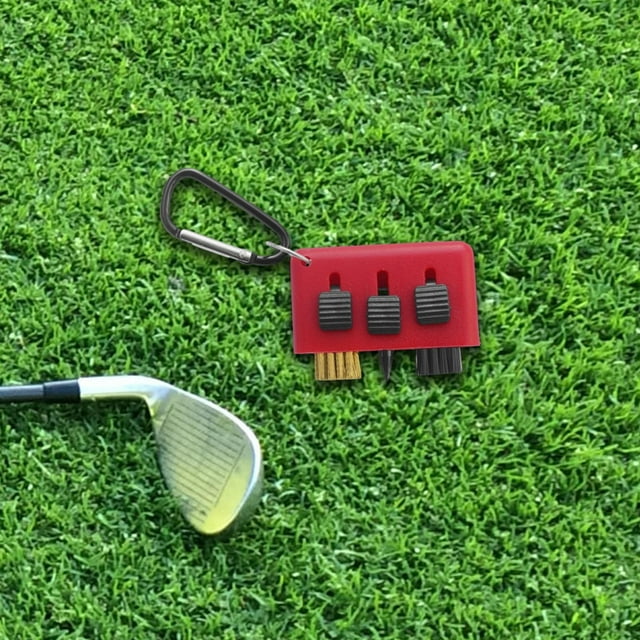 Colaxi Golf Club Cleaning Brush Retractable 3 in 1 Compact Golf Club Groove Cleaner red