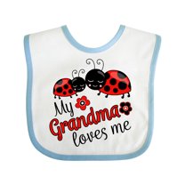 Inktastic My Grandma Loves Me with Cute Ladybugs Boys or Girls Baby Bib