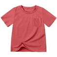thumbnail image 2 of MIXUE Toddler Girls Tops & T-Shirts Summer Solid Color Round Neck Short Sleeve Loose Casual Beach T-shirts Sportwear,Red,3-4 Years, 2 of 6