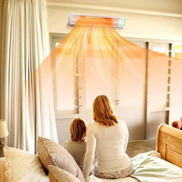 Costway Wall-Mounted Patio Heater 750W/1500W Infrared Heater with 9-Level  Adjustable 24H Timer u0026 Remote Control Silver - Walmart.com