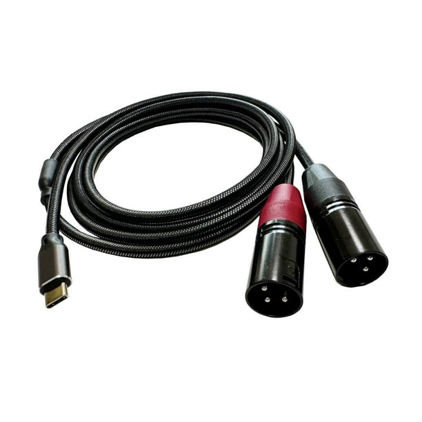 Cable de audio USB C a 2 XLR, convertidor de 3 pines, cable de guitarra estéreo Plug and Play, cable de micrófono para micrófonos y auriculares. 18 millones