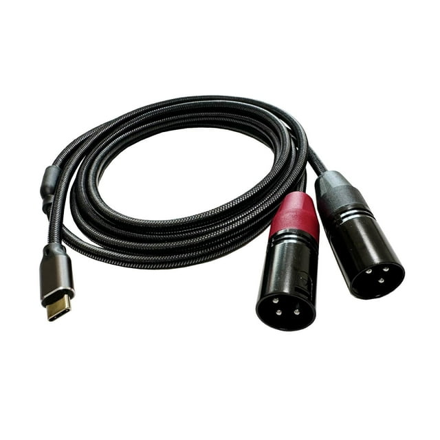 Cable de audio USB C a 2 XLR, convertidor de 3 pines, cable de guitarra estéreo Plug and Play, cable de micrófono para micrófonos y auriculares. 1 metro