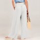 thumbnail image 4 of Pantalones de mujer de cintura alta y pierna ancha: pantalones palazzo con bolsillos, tejido ligero, ropa informal para vacaciones, tallas S-XXXL, cintura de 68-88 cm, corte holgado y cómodo., 4 of 6