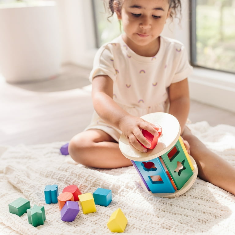 Melissa Doug Match and Roll Shape Sorter Classic Wooden Toy