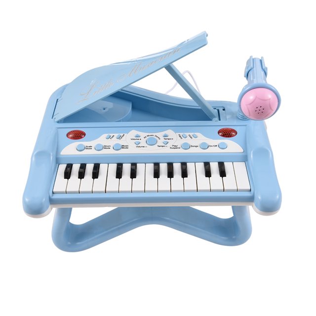 TFixol 25-Key Mini Electronic Keyboard with LED Lights, Multifunctional Music Instrument for Beginners, DJ201 Model in Pink or Blue