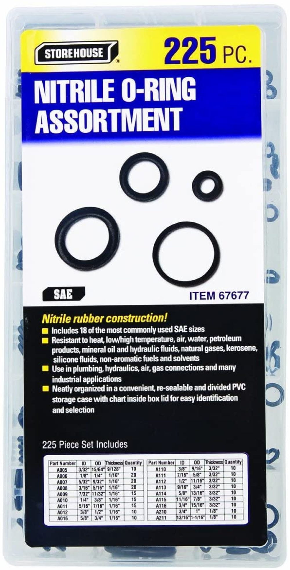 O-rings Nitrile appx 11/32" X 1/16” X 7/32" SAE size 009 25 pieces 