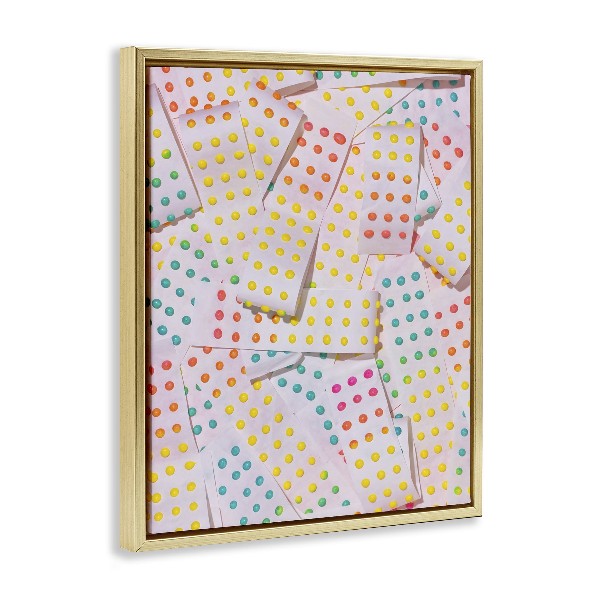Stupell Industries Retro Color Candy Dots Gold Framed Floater Canvas Wall Art, design by LISH Creative