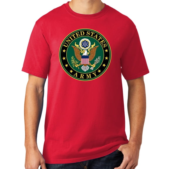 Mens US Army Insignia Cotton Tee Shirt, 4XL Red