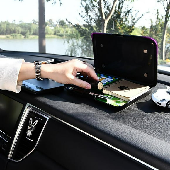 Caja de almacenamiento magnética para mascarillas para tablero de coche | Material ABS | Capacidad para 4-6 mascarillas | Cierre magnético seguro | Sello con broche | Diseño compacto y plano